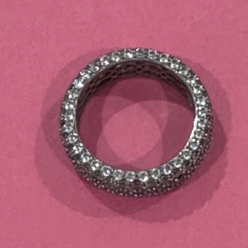 Elegant Silver Crystal Infinity Ring